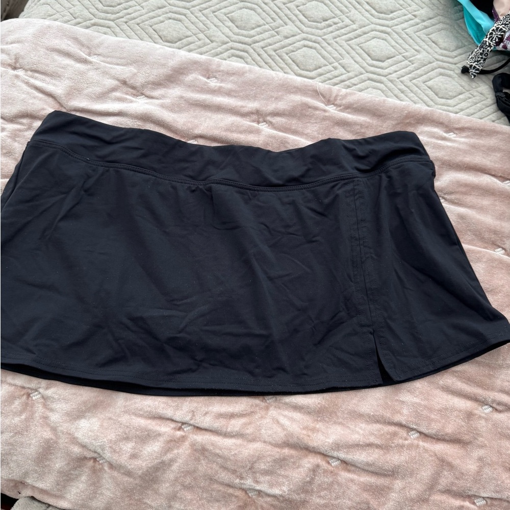 Lands' End Black Swim Skirt with Side Slit